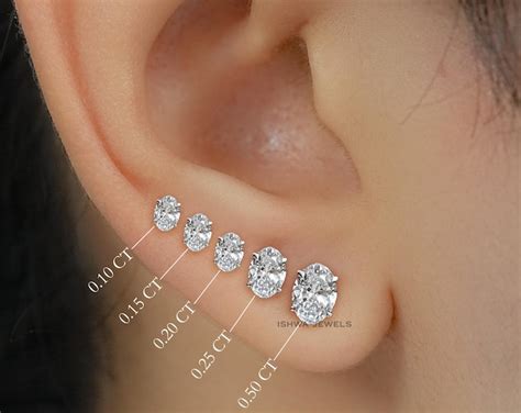 SINGLE HALF PAIR 14k Gold Oval Diamond Stud Earring - Etsy India