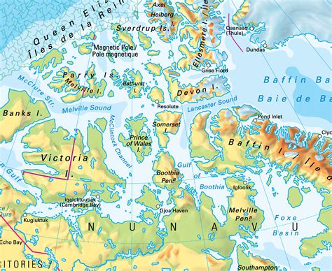 Canada Physical Topographic Map on Spring Roller - by Klett-Perthes | World Maps Online