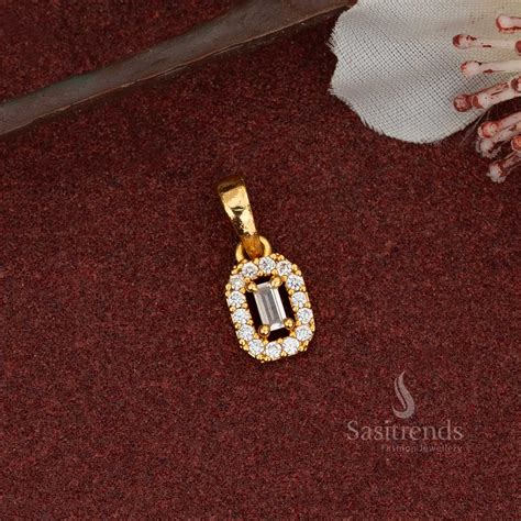 Sasitrends micro gold plated baguette centre oval halo AD pendant