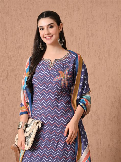 Hr 1097 Muslin Printed Kurti Bottom And Dupatta Collection