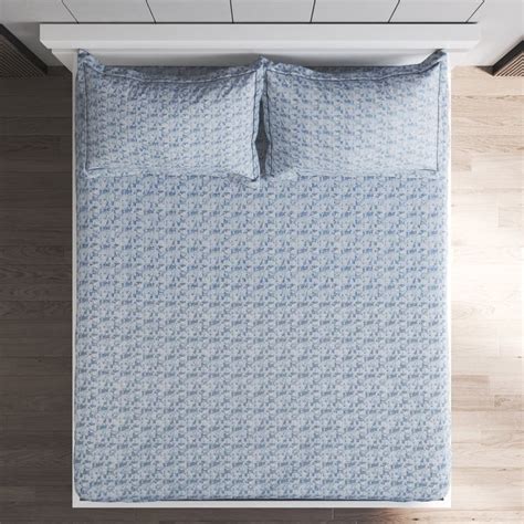 Buy Oxford Frost Cotton 200TC Printed 3Pcs King Fitted Bedsheet Set ...