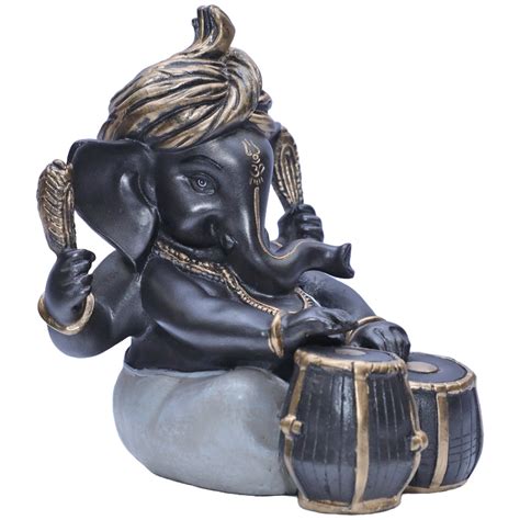 Ashnam Pagadi Tabla Music Ganesha - Metallic Grey, 17cm – Ashnam Home