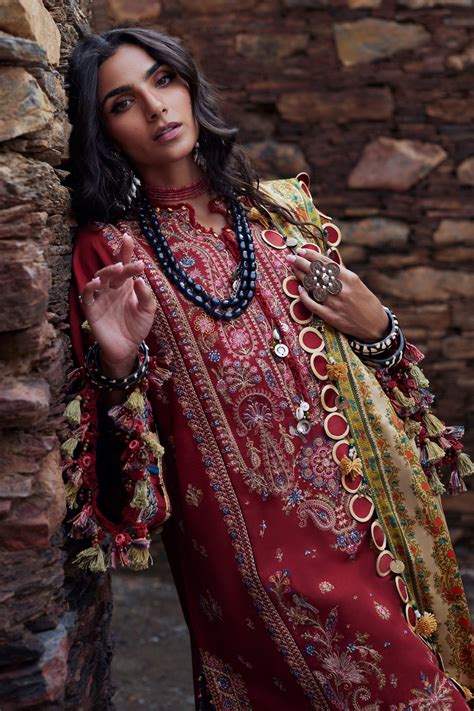 Elan Luxury Winter ELNAZ (EW24-07) - Crimson Red Khaddar Pakistani Suit ...