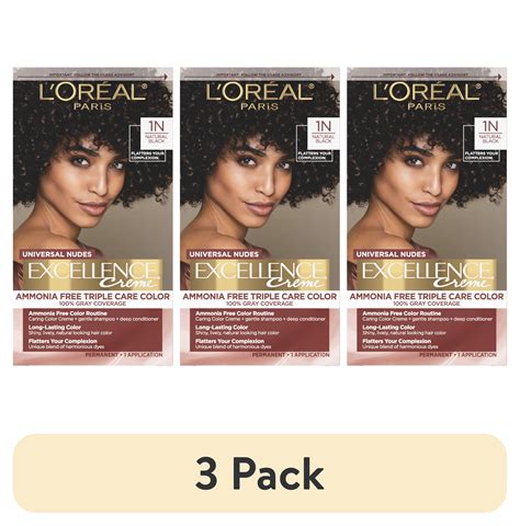 (3 pack) L'Oreal Paris Excellence Universal Nudes Permanent Hair Color, 100 Percent Gray ...