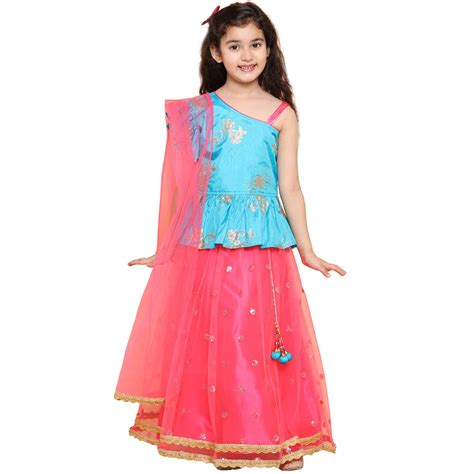 ADIVA Girl's Satin Readymade Lehenga Choli (G-1024-PINK-24_Pink_4 Years ...