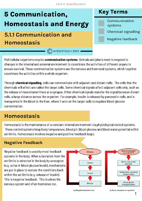 5 Communication, Homeostasis and Energy - OCR A Specification 5 ...