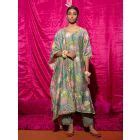 Purple Hand Embroidered Chanderi Silk Printed Suit- Set of 3