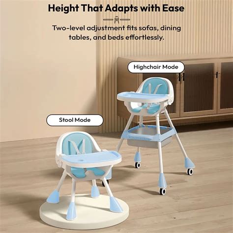 Adjustable Baby High Chair with Tray & Safety Harness