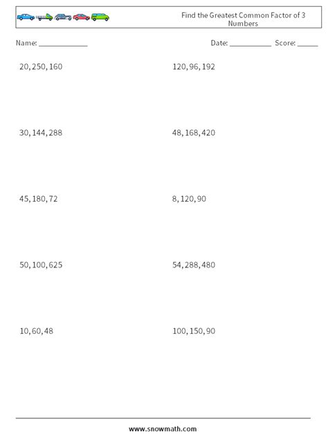 Image result for Finding GCF Worksheet