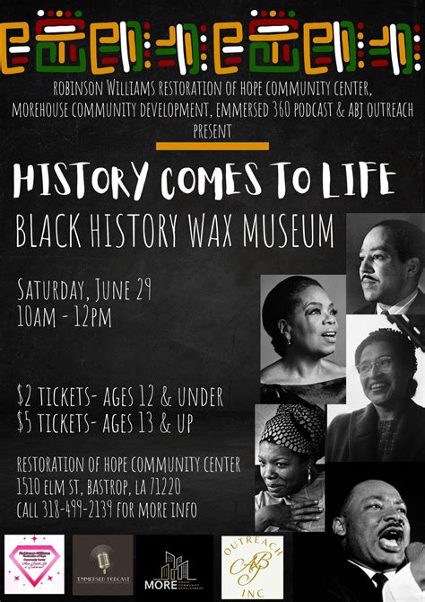 History Comes to Life- Black History Wax Museum, Robinson-Williams ...