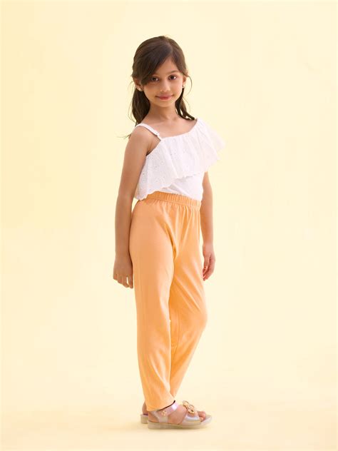 Light Peach Cotton Stretch Ankle Length Leggings – Go Colors India