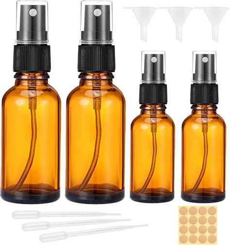 DONQL 100ml Empty Amber Glass Spray Bottles for Essential Oils, 6 PCS ...