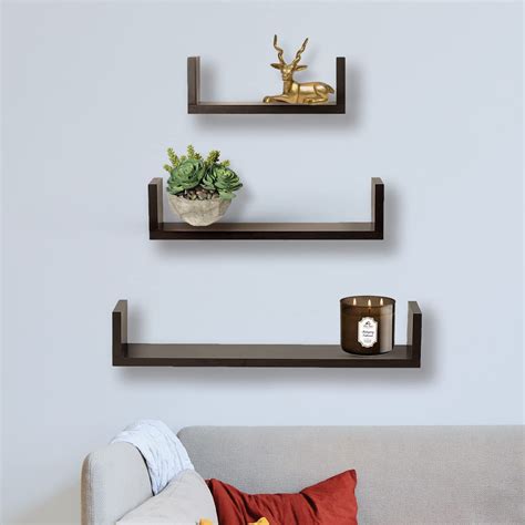 USHA SHRIRAM U-Shaped Wall Shelves | Set of 3 | Wall Mounted Book Shelf ...