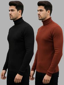 HEPAKA Solid Turtle Neck Casual Men Black, Brown Sweater - Buy HEPAKA ...