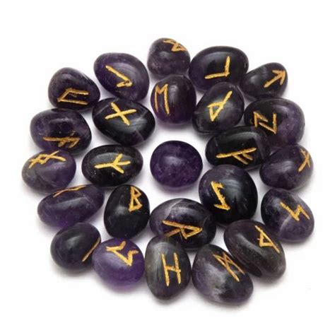 Gemstone Crystal Rune Set - Arham Crystal Amethyst Tumble Rune Set ...