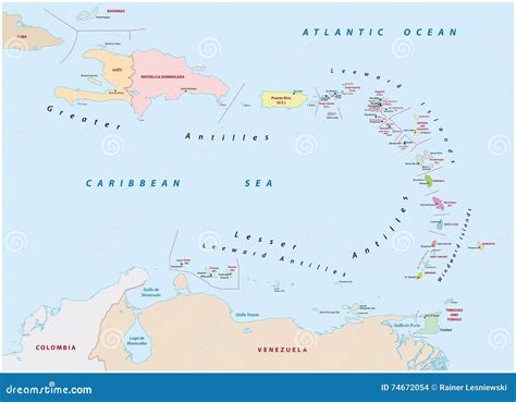 Map of the States of the Lesser Antilles Stock Illustration ...