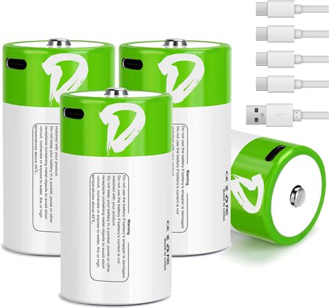 Amazon.com: seyyen Lithium Rechargeable D Batteries 4 Pack,7500mWh High ...