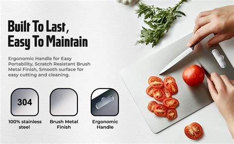 Buy MDB Stainless Steel Cutting Board 30x20cm with Ruler Scale & Carry ...