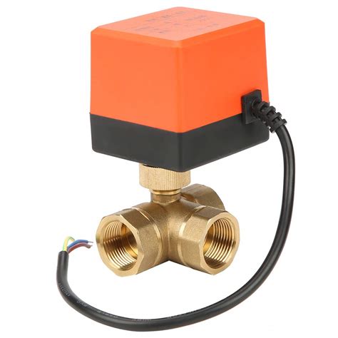 Buy AC 220V DN20 G3/4 Brass Motorized Ball Valve 3 Wire 1 Control 3 Way ...