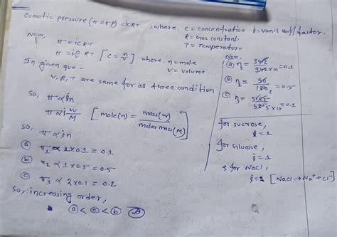 define osmotic pressure again the following increasing order of osmotic ...