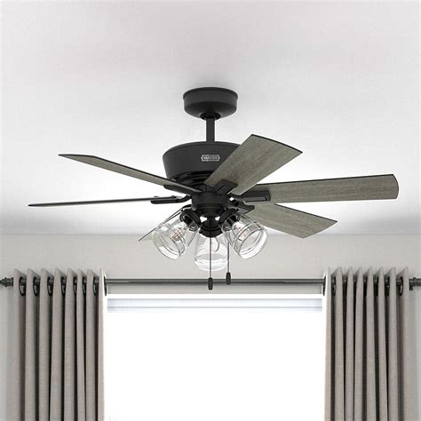 Hunter Pickens 44-in Matte Black with Dark Gray Oak/Matte Black Blades ...