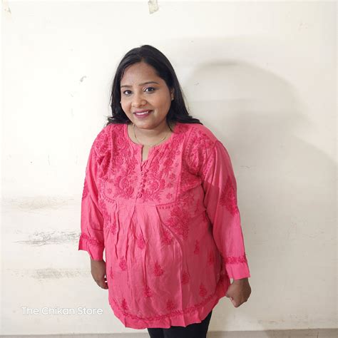 Premium Dark Pink Plus Size Short Modal Tone to Tone 3D Kurti – The ...