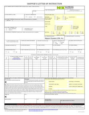Fillable Online Shipper's Letter of Instruction. Nippon Express USA ...