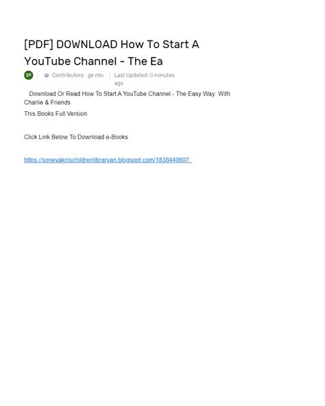 [PDF] DOWNLOAD How To Start A YouTube Channel - The Ea | AI Powered ...
