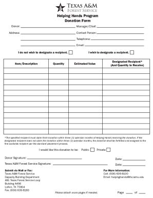 Fillable Online Helping Hands Program Donation Form Fax Email Print ...