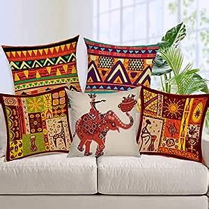 Buy AEROHAVEN Jute 150 TC Cushion Cover, 16 x 16 Inch, Multicolour, 5 ...