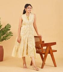 Yellow Layered Tier Dress – RmKV Silks Private Ltd