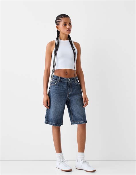 Baggy denim Bermuda shorts - BSK Teen | Bershka