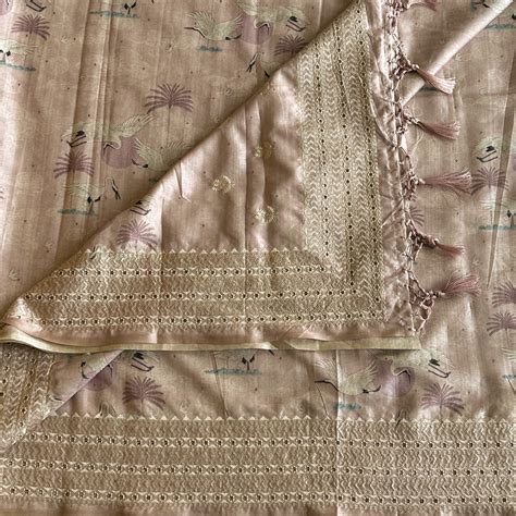 Dusty Rose Quirky Designer Tussar With Antique Gold Zari Border – NAVARASAM