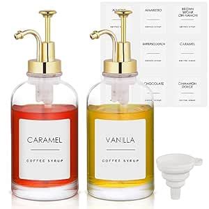 2 Pack 16.9 Oz Coffee Syrup Dispenser for Coffee Bar, Coffee Pump ...