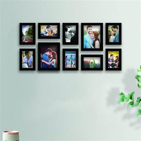 Stature Set of 10 Individual Black Fiber Wood Wall Photo Frames ( Size ...