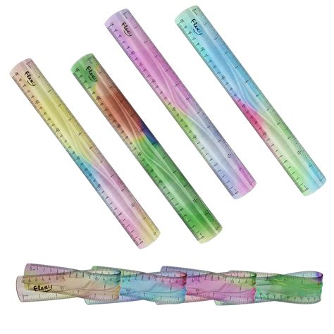 Buy 4 Pcs Ruler 12 inch Rulers for Students Soft Bendable with Inches ...
