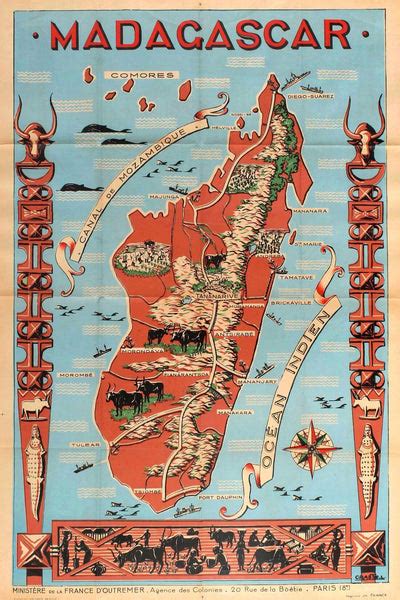 Madagascar Map - Vintage Travel Poster - Posters by Travel | Buy ...