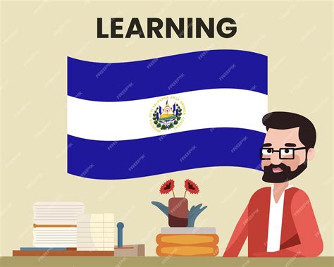 Premium Vector | El salvador flag with a male teacher learning or ...