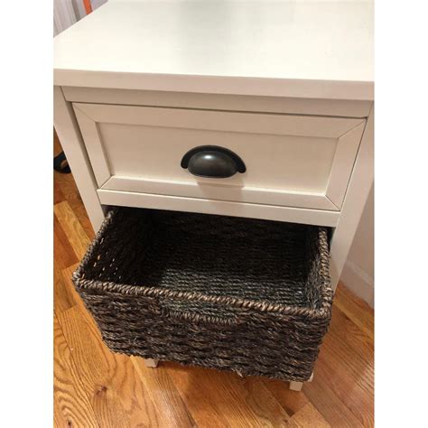 TJ Maxx Off White Nightstand w/ Baskets - AptDeco