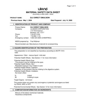 Fillable Online DLX DIRECT EMULSION - Material Safety Data Sheet Fax ...