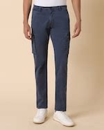 Buy Men Navy Slim Fit Solid Casual Trousers Online - 39642625 | Allen Solly
