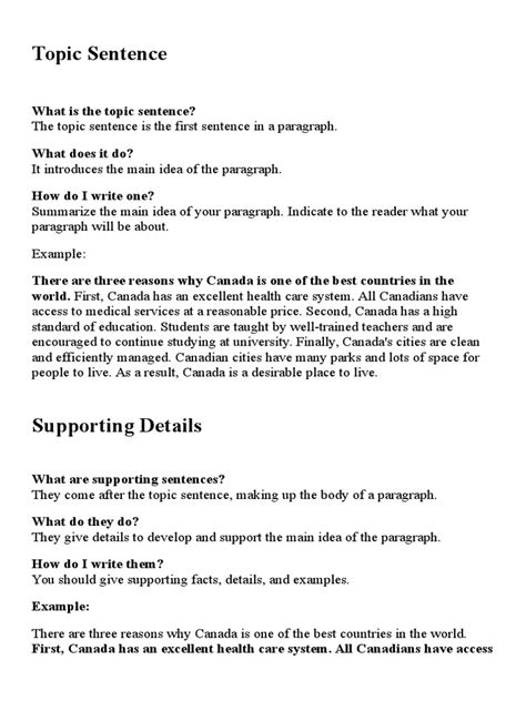 Topic Sentence & Paragraphs | PDF | Paragraph | Definition