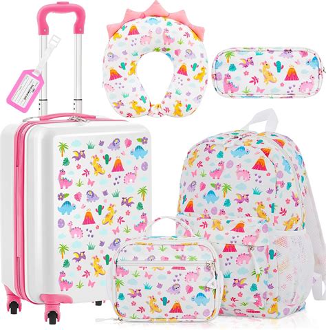 Amazon.com | Redbaker 6 Pcs Kids Luggage Set 17 Inch Kids Rolling ...