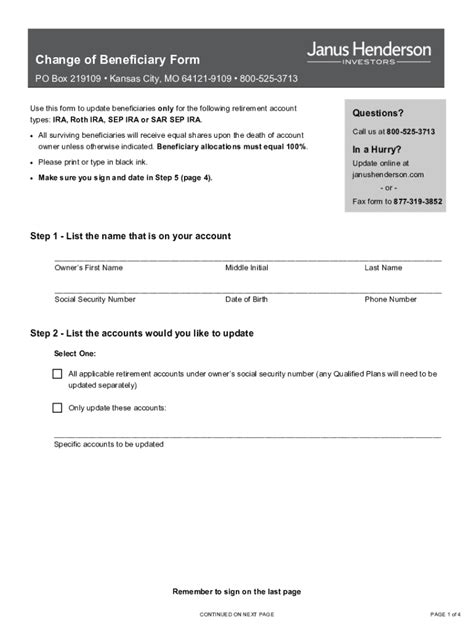 Fillable Online City of Kansas City, MO Beneficiary Change Form Fax ...