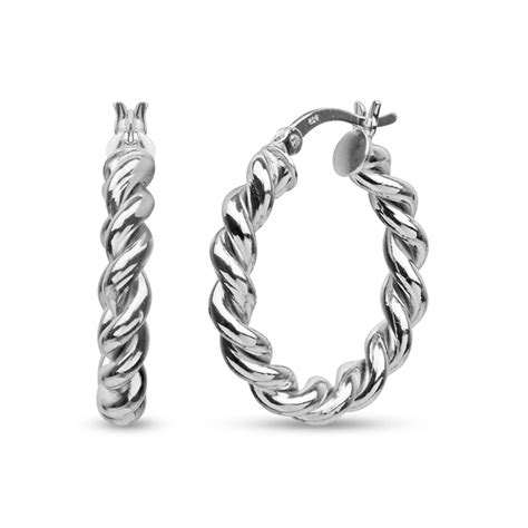 LeCalla - Buy Round Twisted Tube Italian Design Rhodium Plated Hoop ...