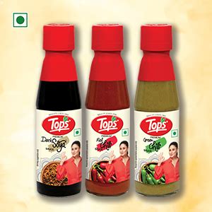 TOPS Red Chilli Sauce 200 gm + Green Chilli Sauce 200 gm +Dark Soya ...