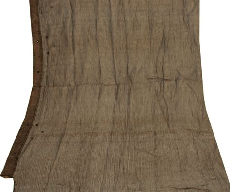 Sushila Vintage Brown Indian Sari Remnant Scrap Pure Tissue Silk Craft