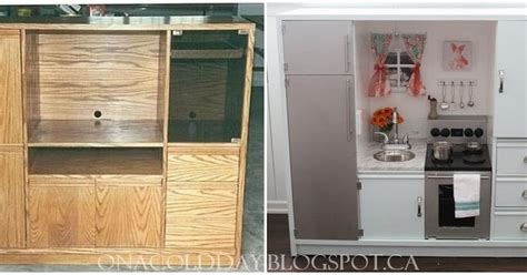 My husband and I decided to try our hand at a TV stand play kitchen ...