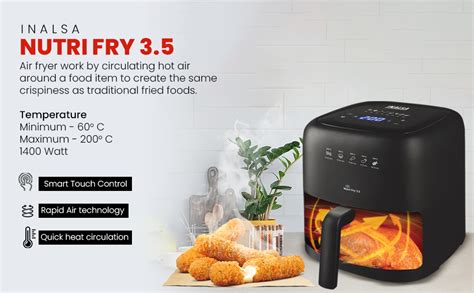 INALSA Air Fryer 3.5 ltr|1400 W with Air Crisp Technology|Temperature ...