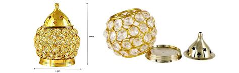 Buy Fashion Bizz Brass Akhand Diya | Diamond Crystal Deepak/Dia ...